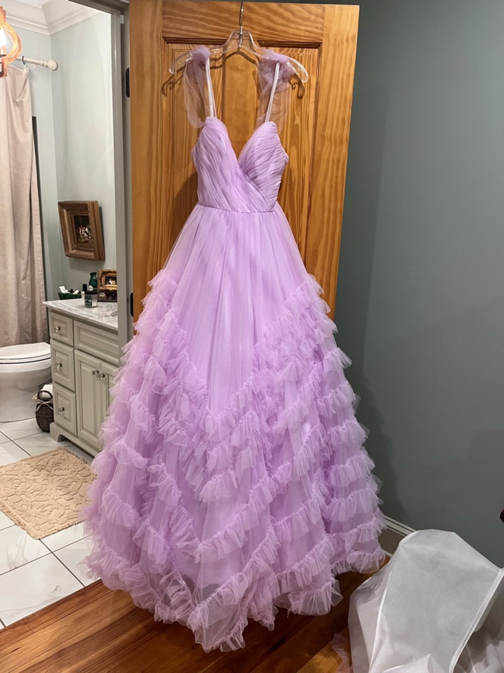 Rachel Allen Lavender Ruffled Tulle Ball Gown- excellent condition Size 6